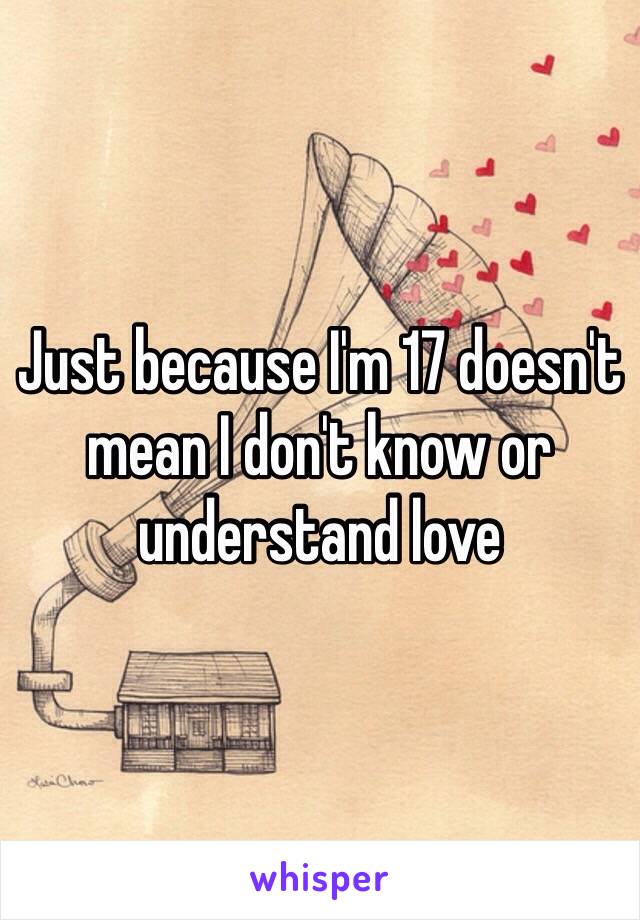 Just because I'm 17 doesn't mean I don't know or understand love