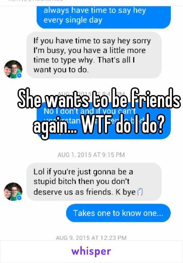 She wants to be friends again... WTF do I do? 