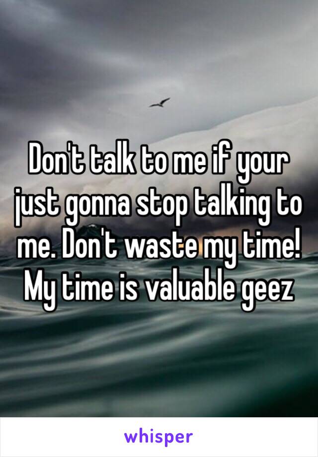 Don't talk to me if your just gonna stop talking to me. Don't waste my time! My time is valuable geez