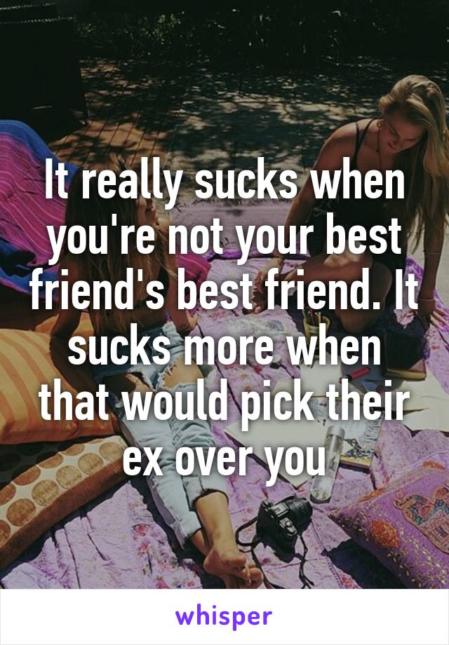 It really sucks when you're not your best friend's best friend. It sucks more when that would pick their ex over you