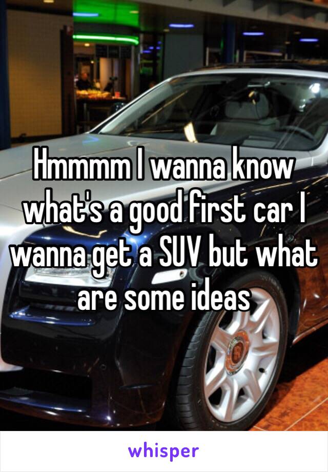 Hmmmm I wanna know what's a good first car I wanna get a SUV but what are some ideas 