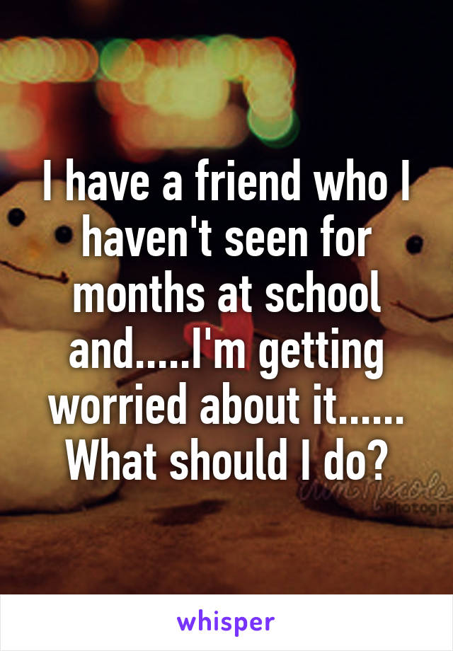 I have a friend who I haven't seen for months at school and.....I'm getting worried about it...... What should I do?