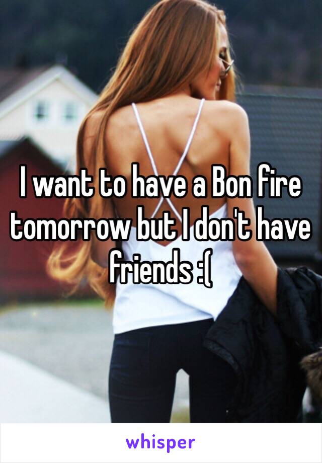 I want to have a Bon fire tomorrow but I don't have friends :(