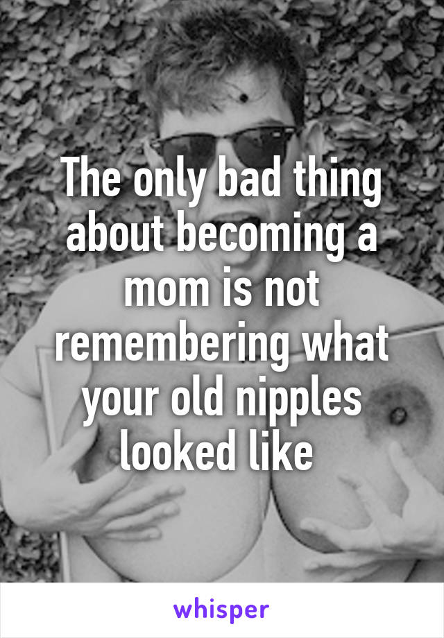 The only bad thing about becoming a mom is not remembering what your old nipples looked like 