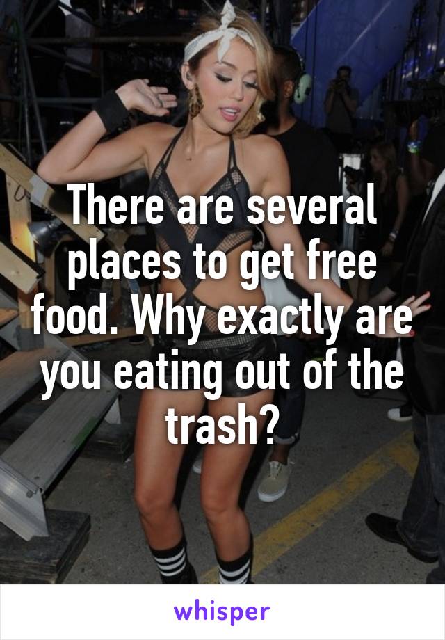 There are several places to get free food. Why exactly are you eating out of the trash?