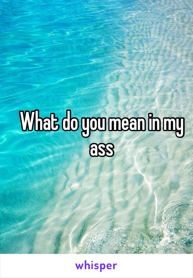 What do you mean in my ass