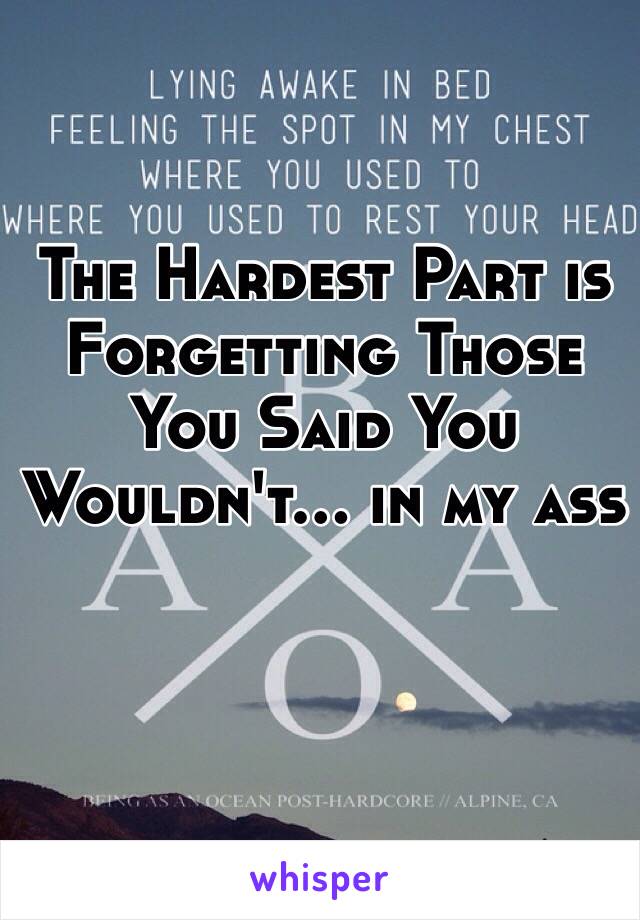 The Hardest Part is Forgetting Those You Said You Wouldn't... in my ass