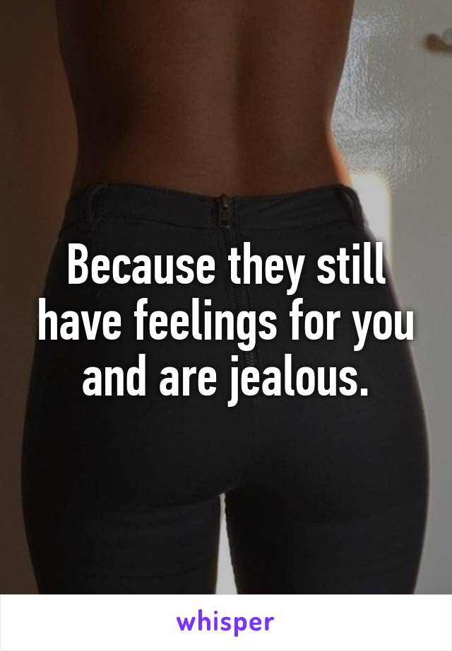 Because they still have feelings for you and are jealous.