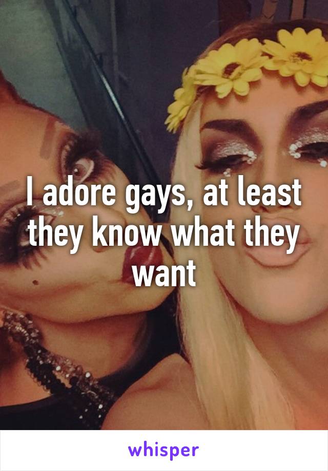 I adore gays, at least they know what they want