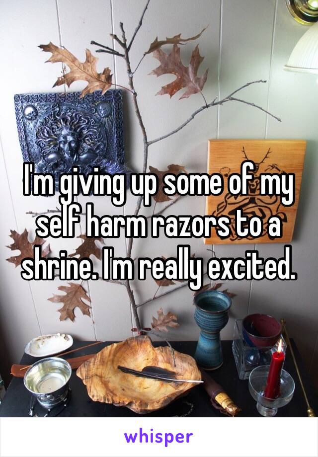 I'm giving up some of my self harm razors to a shrine. I'm really excited.