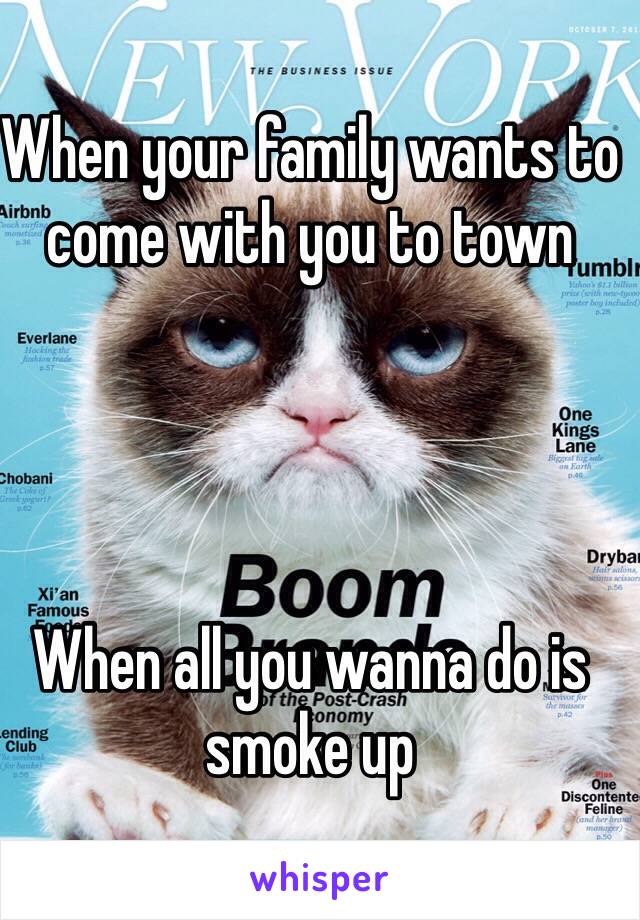 When your family wants to come with you to town 




When all you wanna do is smoke up 