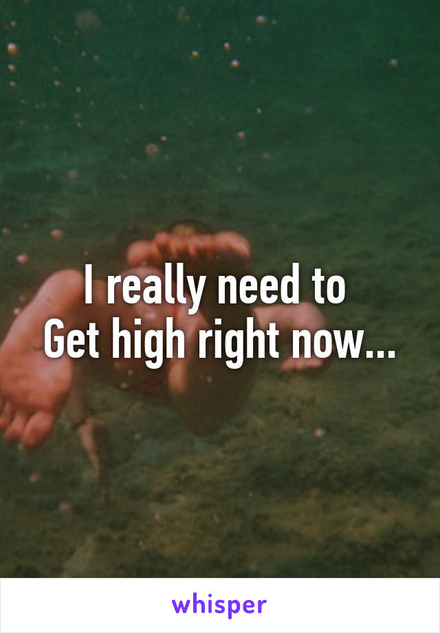 I really need to 
Get high right now...