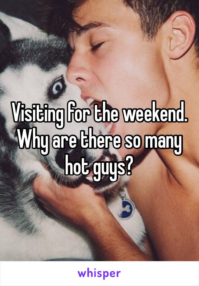 Visiting for the weekend.
Why are there so many hot guys?