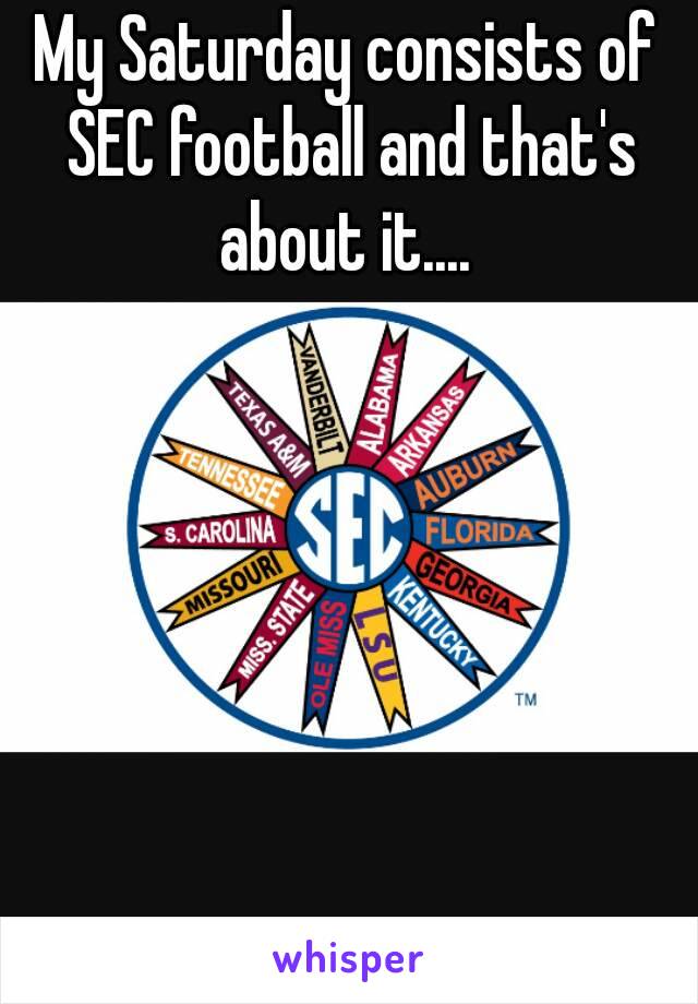 My Saturday consists of SEC football and that's about it.... 