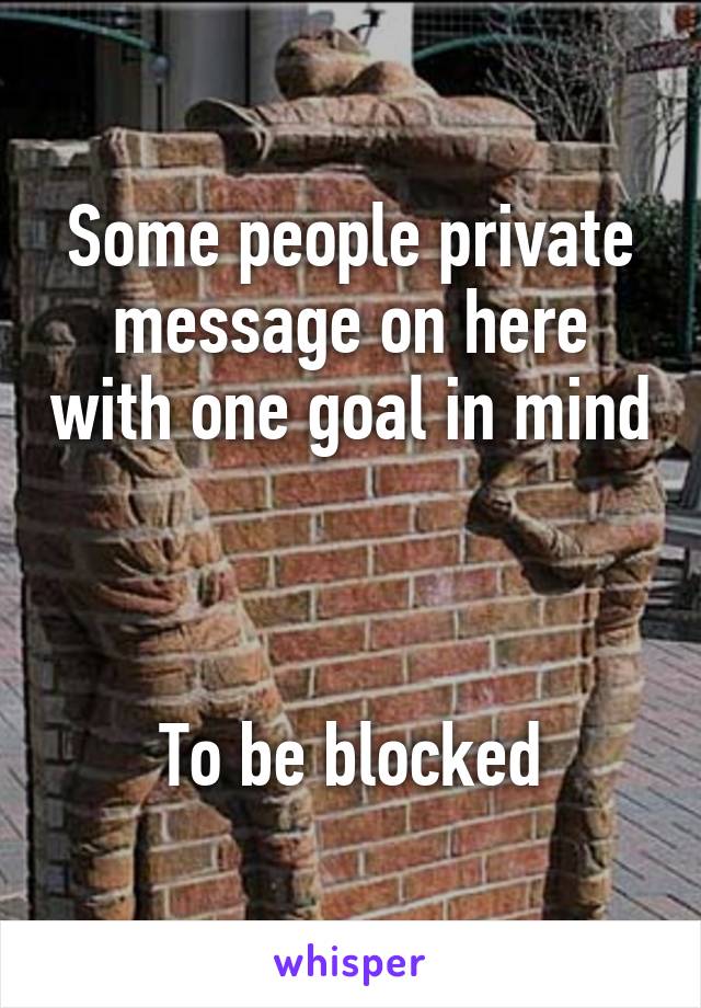 Some people private message on here with one goal in mind 


To be blocked