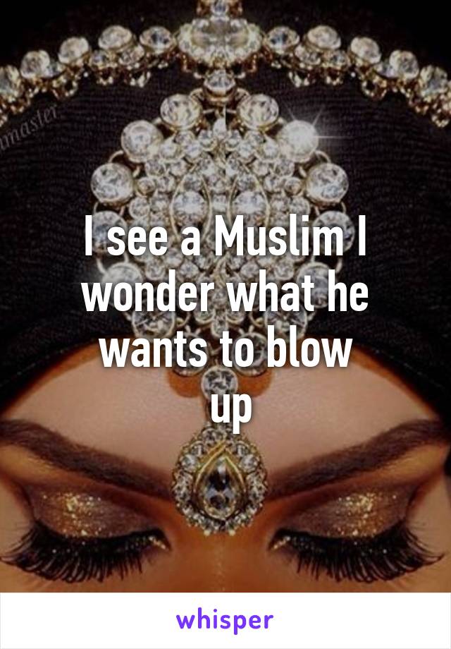 I see a Muslim I wonder what he wants to blow
 up