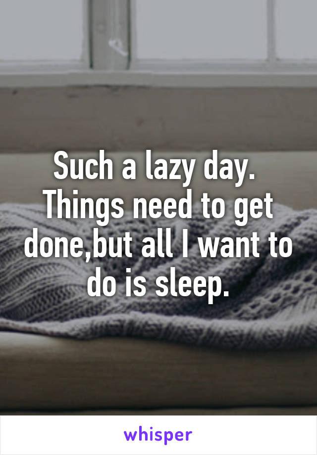 Such a lazy day.  Things need to get done,but all I want to do is sleep.