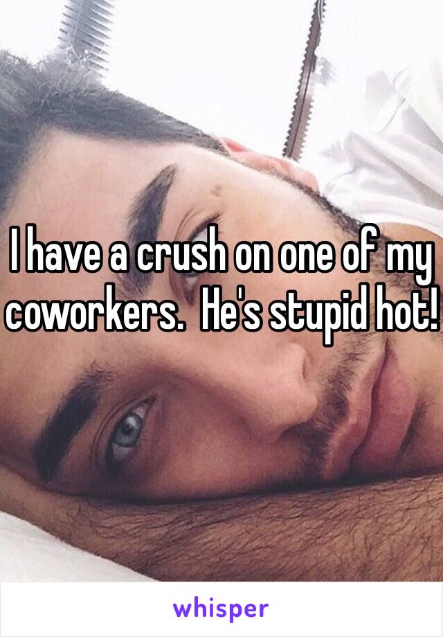 I have a crush on one of my coworkers.  He's stupid hot!