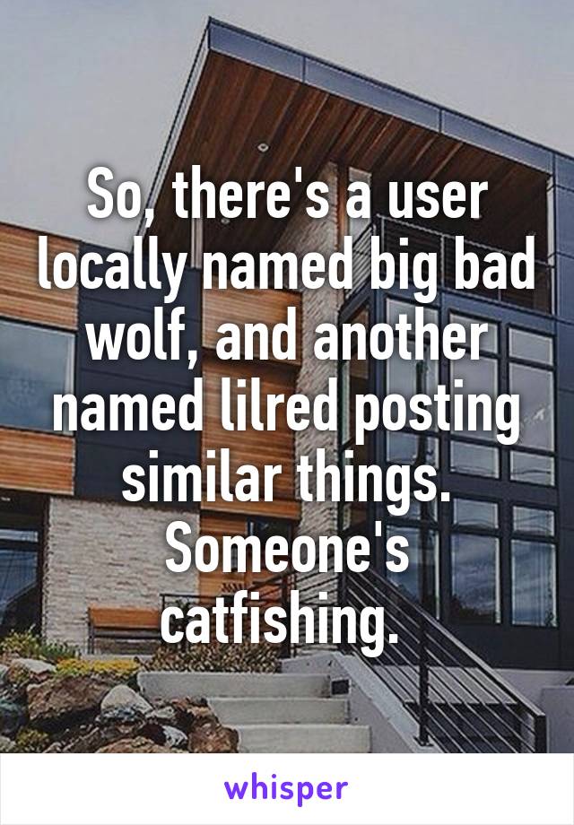 So, there's a user locally named big bad wolf, and another named lilred posting similar things. Someone's catfishing. 