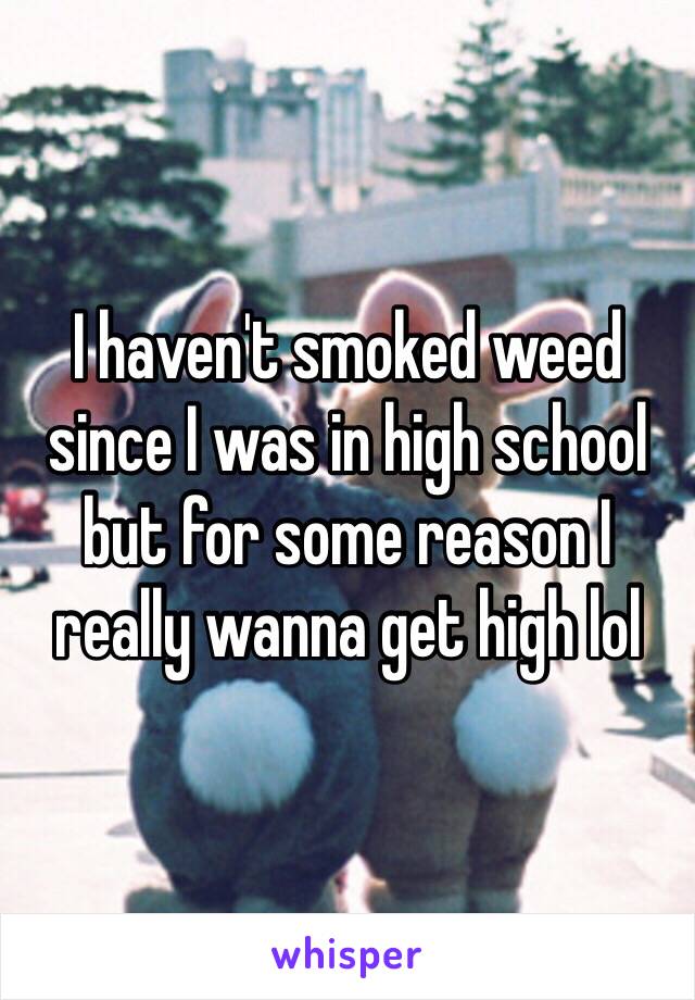 I haven't smoked weed since I was in high school but for some reason I really wanna get high lol