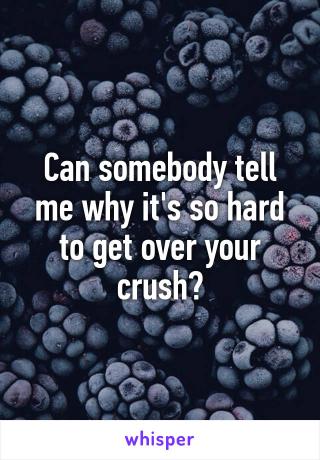 Can somebody tell me why it's so hard to get over your crush?