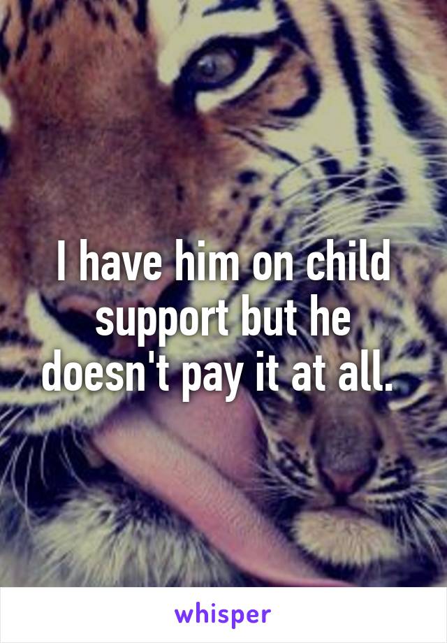 I have him on child support but he doesn't pay it at all. 