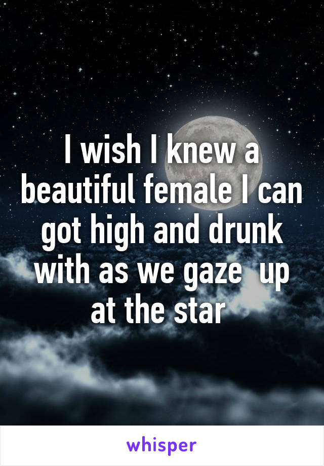 I wish I knew a beautiful female I can got high and drunk with as we gaze  up at the star 