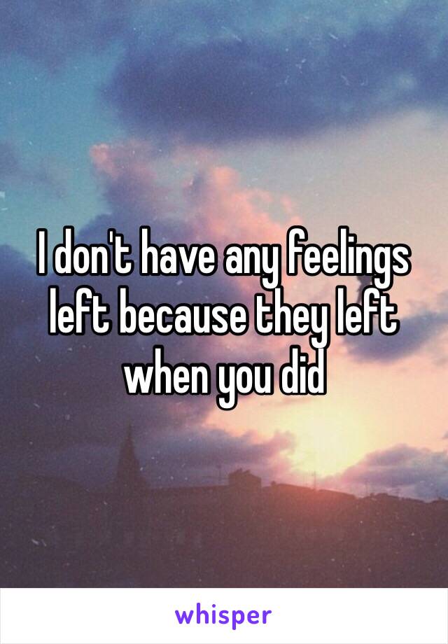 I don't have any feelings left because they left when you did