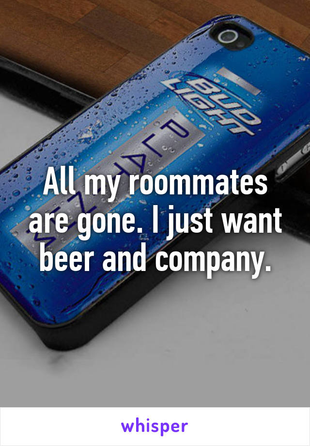 All my roommates are gone. I just want beer and company.