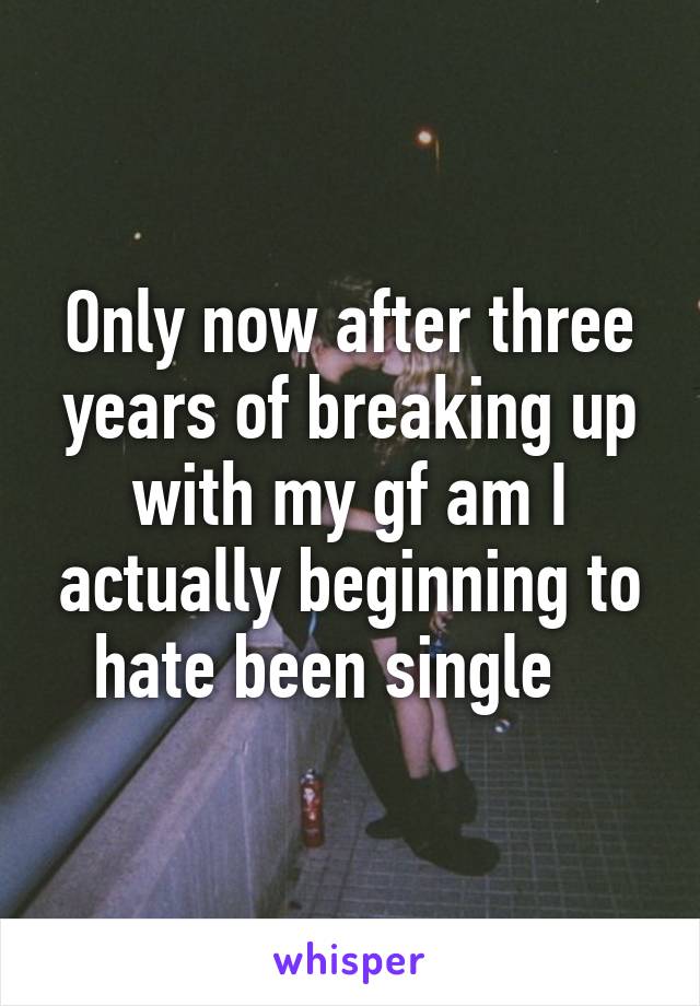 Only now after three years of breaking up with my gf am I actually beginning to hate been single   