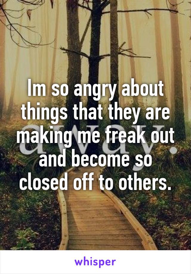 Im so angry about things that they are making me freak out and become so closed off to others.