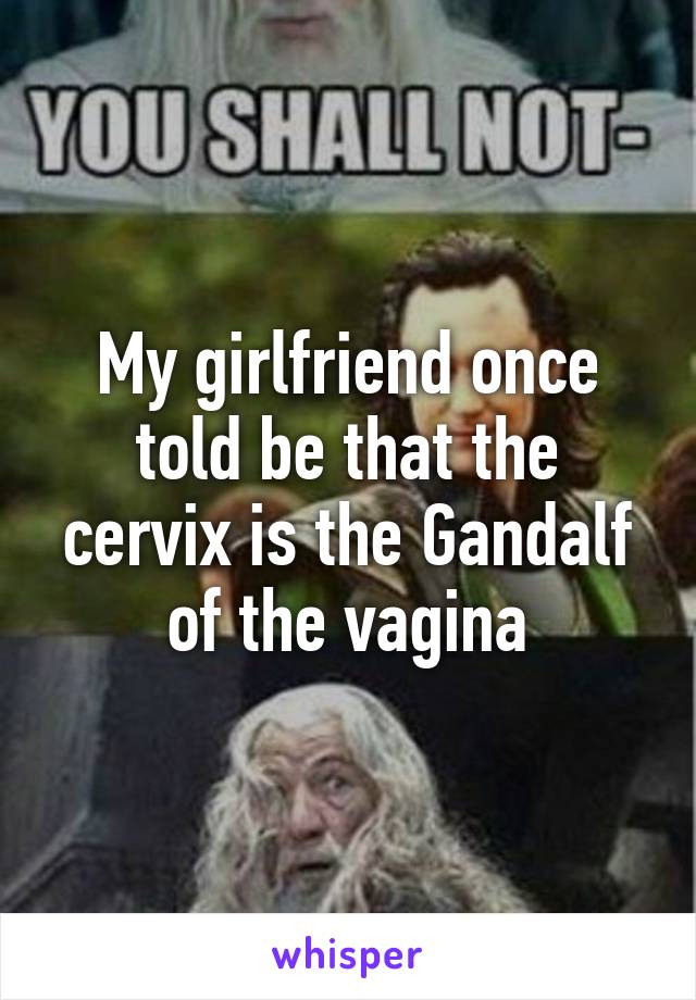 My girlfriend once told be that the cervix is the Gandalf of the vagina