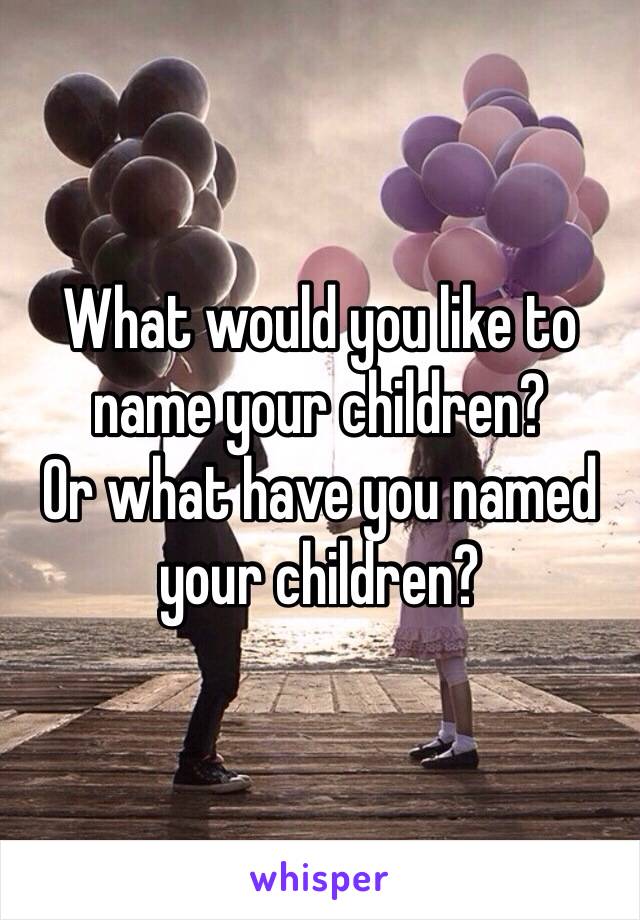 What would you like to name your children? 
Or what have you named your children? 