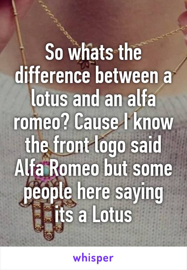 So whats the difference between a lotus and an alfa romeo? Cause I know the front logo said Alfa Romeo but some people here saying its a Lotus