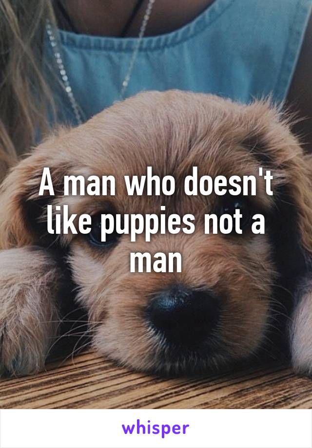 A man who doesn't like puppies not a man