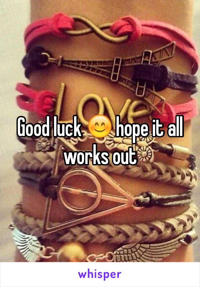 Good luck 😊 hope it all works out 