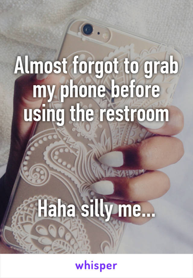 Almost forgot to grab my phone before using the restroom



Haha silly me...