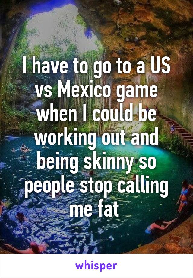 I have to go to a US vs Mexico game when I could be working out and being skinny so people stop calling me fat 