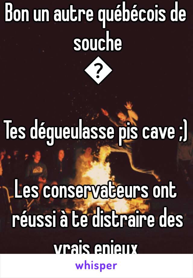 Bon un autre québécois de souche 😂
Tes dégueulasse pis cave ;) 
Les conservateurs ont réussi à te distraire des vrais enjeux 