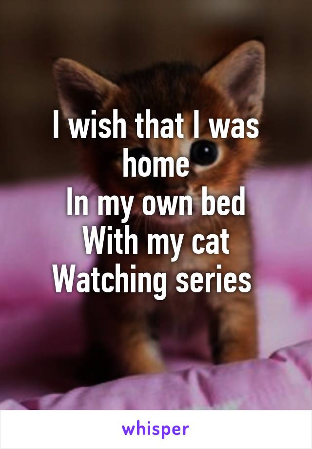 I wish that I was home
In my own bed
With my cat
Watching series 
