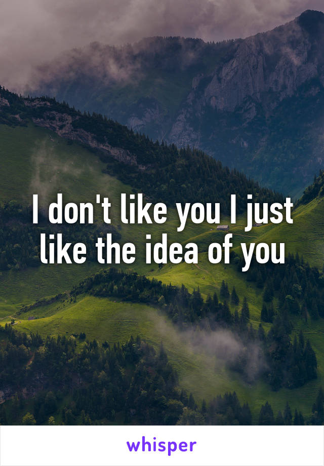 I don't like you I just like the idea of you