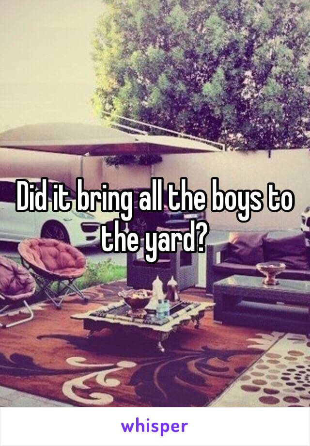Did it bring all the boys to the yard?