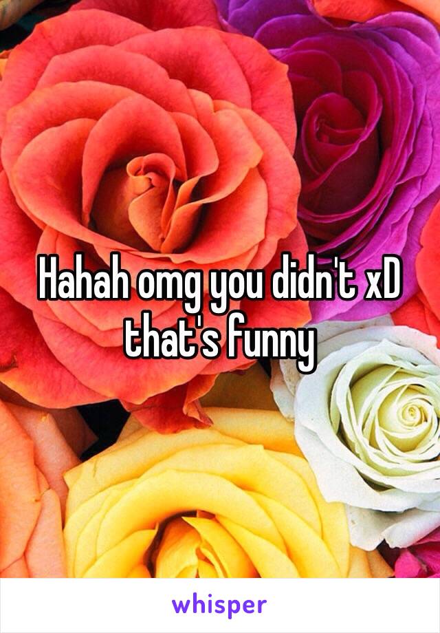 Hahah omg you didn't xD that's funny 