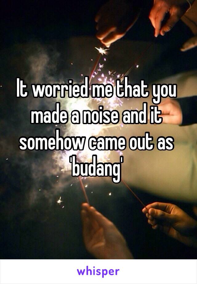 It worried me that you made a noise and it somehow came out as 'budang'