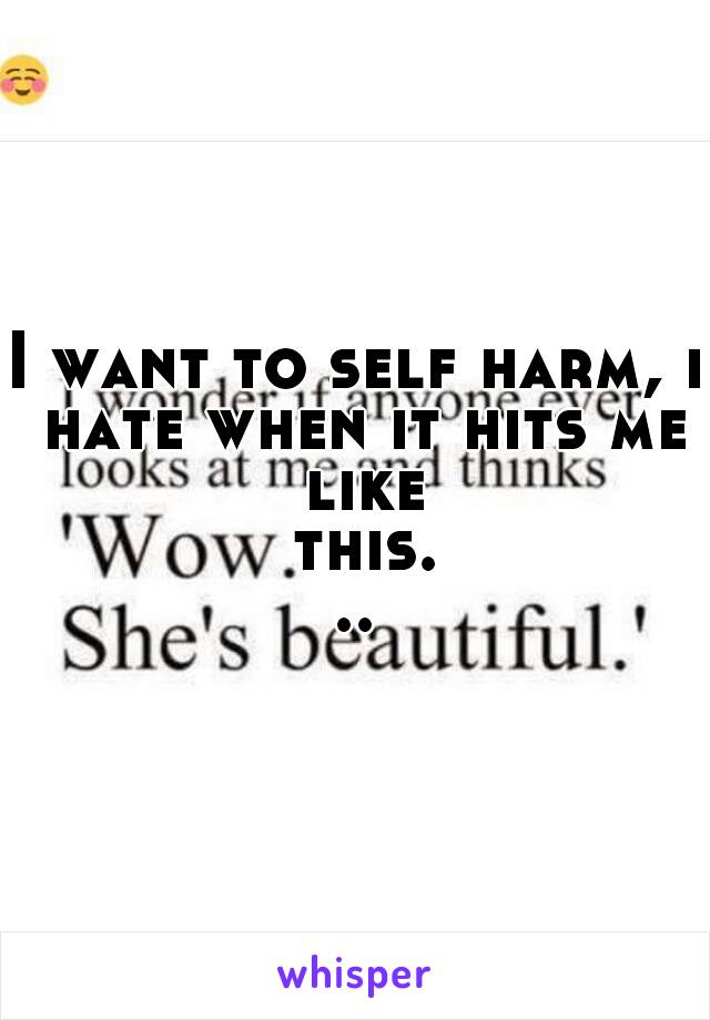 I want to self harm, i hate when it hits me like this...