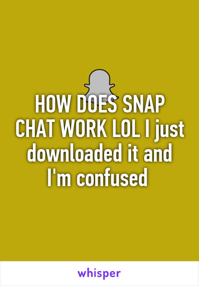 HOW DOES SNAP CHAT WORK LOL I just downloaded it and I'm confused 