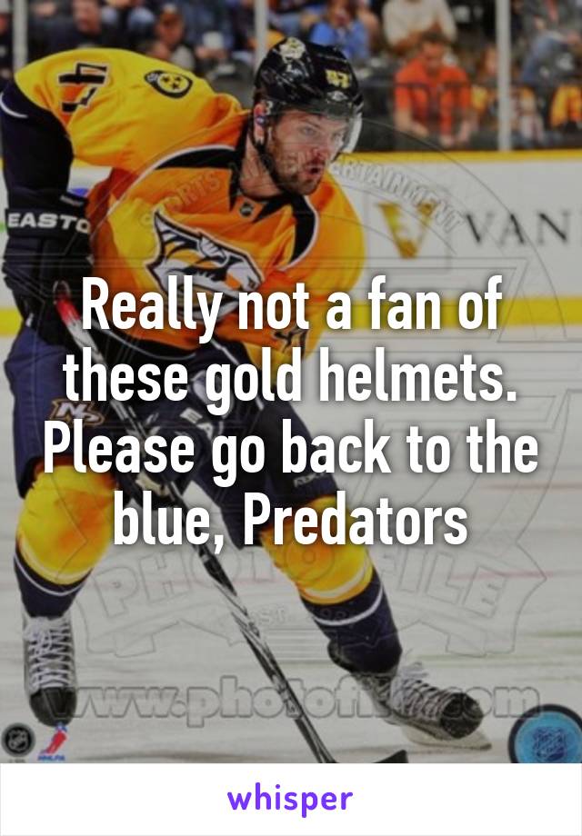 Really not a fan of these gold helmets. Please go back to the blue, Predators