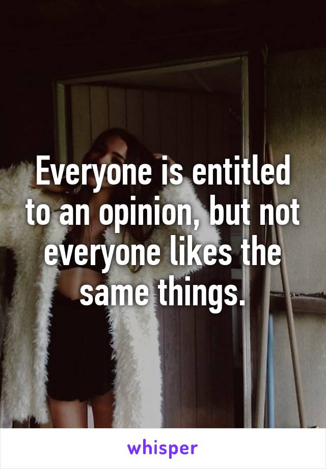 Everyone is entitled to an opinion, but not everyone likes the same things.