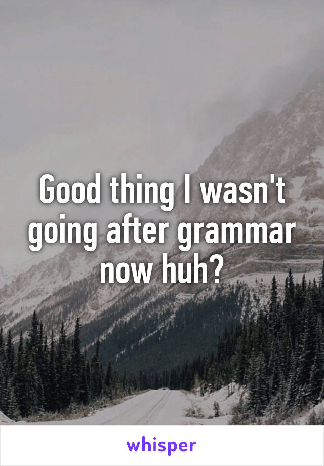 Good thing I wasn't going after grammar now huh?