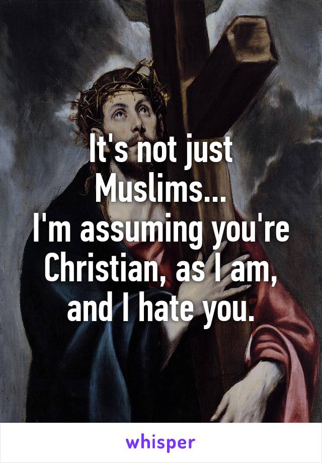 It's not just Muslims...
I'm assuming you're Christian, as I am, and I hate you.